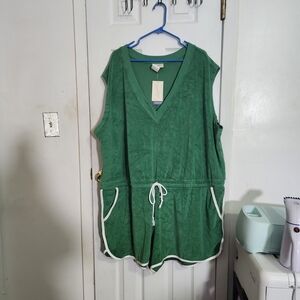Universal Thread Green V-Neck Sleeveless Romper